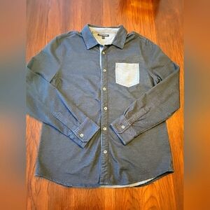 Banana Republic Shirt Men’s Large Charcoal Black Heather Collared Long Sleeve